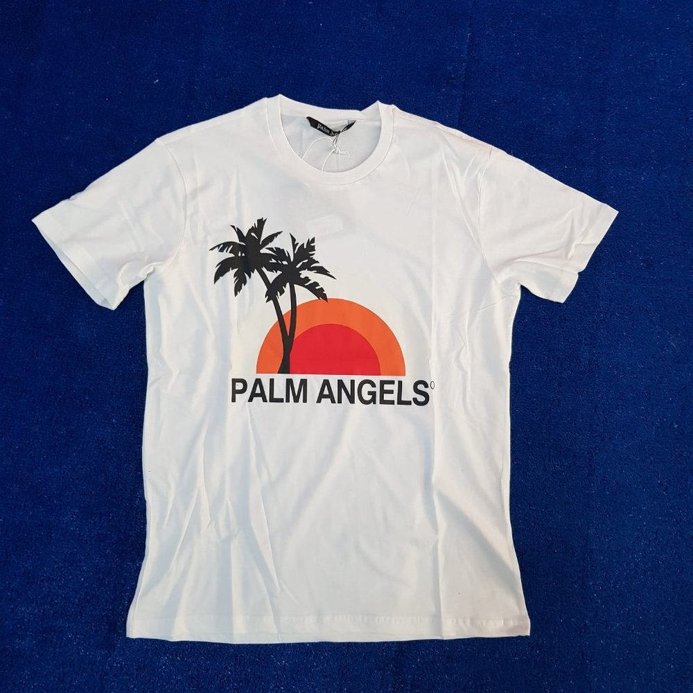 Palm Angels Men Palm and Sunset Print White Tee